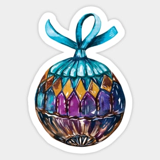 Ornamental Christmas bubble, handpainted watercolor Sticker